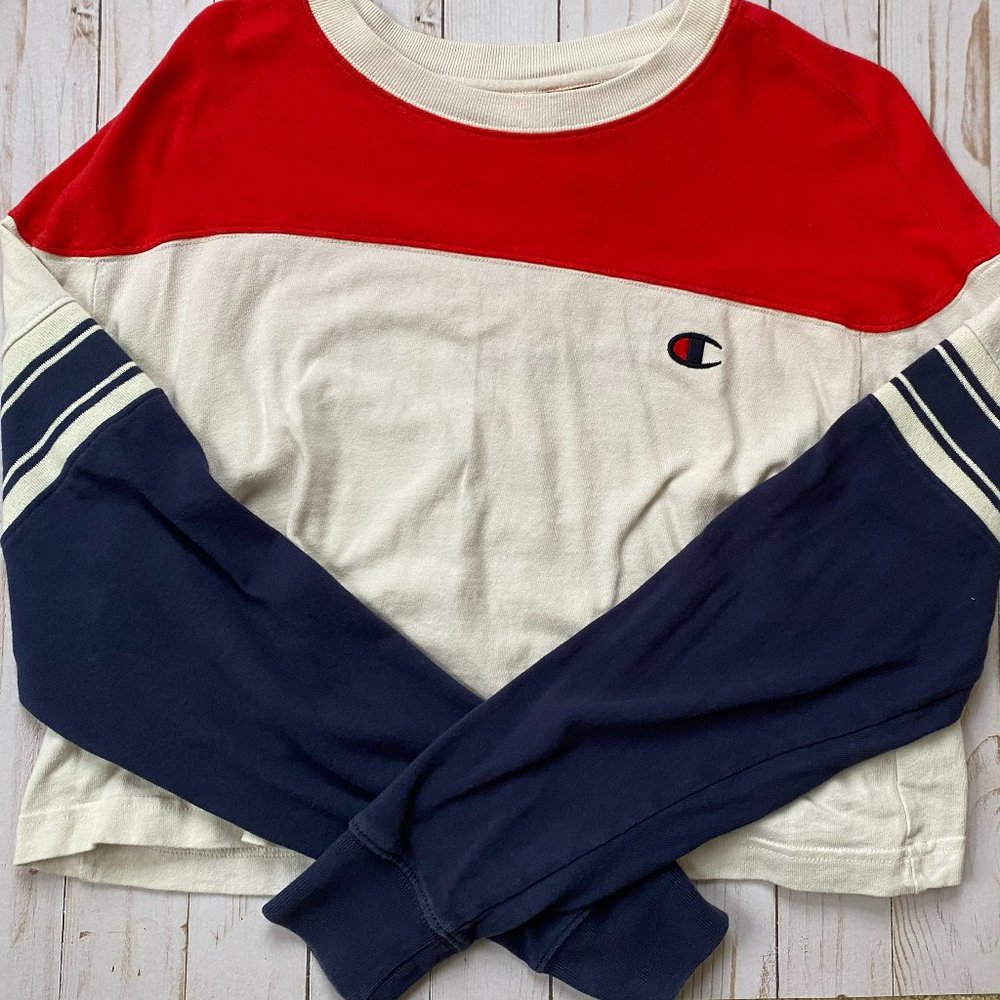 Retro Champion Long Sleeve Crop Top